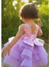 Lavender Pearl Embellished Lace Tulle Flower Girl Dress